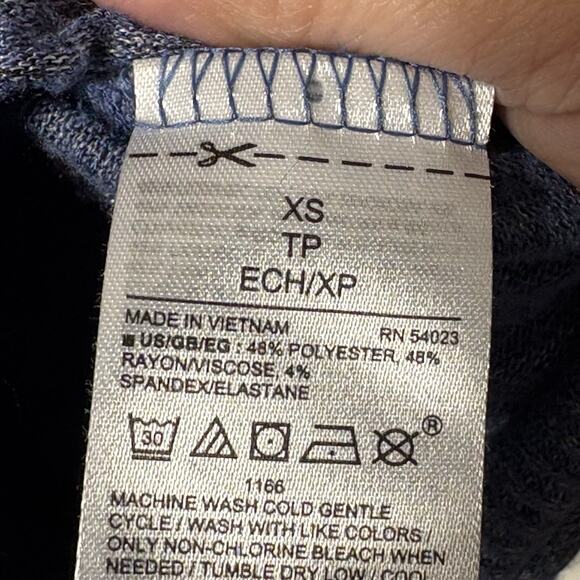 GAP Women's Softspun Raglan Pullover Sweater Blue Heather Rayon Knit Sz XS - Picture 6 of 8